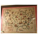 Embroidery of US. Dated 1960. Hand made by my mom. 