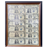 Framed Lot of Silver Certificates