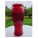 Ruby Red Poured Mold Art Glass Vase 15 inches Tall