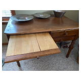 Bakers table, two boards, two drawers and two bins