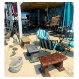 Outdoor patio set, concrete benches