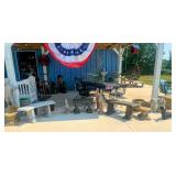 Concrete benches, patio set