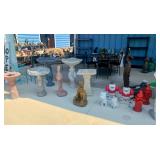 Concrete birdbaths, statuary