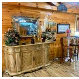 High End Buffet, Mirror, Barstools