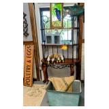 Bakers Rack, Rolling Pins, Stained Glass Crane