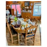 Vintage Oak Dining Table & Chairs, Antique Marble top buffet