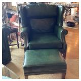 Leather wingback w/ ottoman