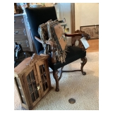 Wall curio, occasional chair and western-style leather pilows