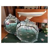 Antique reverse etched glass mirrors