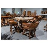 Live Edge Root Table w Backed Chairs