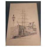 $40.00(C.M.) Goff Framed Sketches Fly Cloud 17in H X 13in w