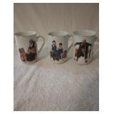 1 Lot Of ( 11) Vintage 1982 Norman Rockwell Museum Coffee Mugs!  11 Gold Trimmed