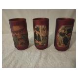 $40 1 Lot Of (3) Vintage Jim Bean Famous art Highball Tumblers