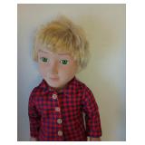 one has small marks on the face and neck and the other blond doll has a small mark on it neck