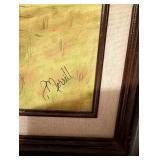 and nicks on front wood .And back paper shows small tear in upper center and left side .painting