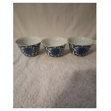 $20Set of Three Japanese Ceramic Blue and White Cups