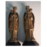 $100Set Of (2) Vintage Gold Resin Guardian Angel Pair Candle Holders