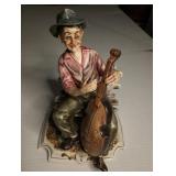 $20Vintage Ceramic Old Man Playing Musical Instrument Statue Figurine Figure