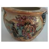 $20Vintage Chinese Satsuma Style Small Fish Bowl Planter Vase Raised DotsSize 5in x 6in