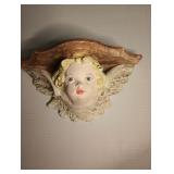 $40(2)Vintage Cherub Figural Winged Angel Plaster Painted Cast Art Sculpture