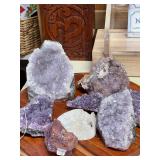 Assorted amethyst clusters