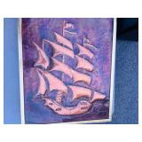 copper carved ship painting