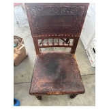 antique wood and leather english chair