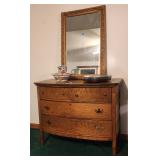 Antique 4 drawer Dresser; Decorative Wall Mirror; Decorative Pitcher/Bowl Set