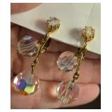 Vintage Aurora Borealis Bead Clip Earrings