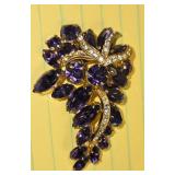 Vintage Weiss Purple Gem & Rhinestone Brooch