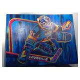 Signed & Autographed painting of STL Blues Goalie Curtis Joseph "Cujo" by Steven Walden. 