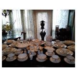 Large white gold dinnerware set