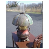 Metal gwtw lamp leaded glass shade