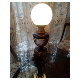 Hand painted french bronze oil lamp
