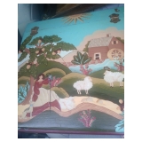 Antique wood hand painted slant front desk