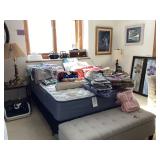 Queen bed set and linens 