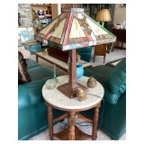 Tiffany style lamp and Vtg table