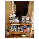 kitchen island with stainless steel top