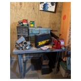 Lots of custom tools and steel table with vice grip 