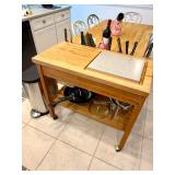 Butcher block with sliding top & storage