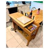 Butcher block with sliding top & storage