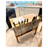 Butcher block with sliding top & storage