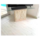 Stone table with glass top