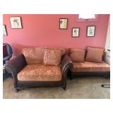 leather love seat with ottoman