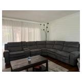family sofa w/ 3 electric recliners & cup holder section