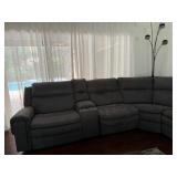 family sofa w/ 3 electric recliners & cup holder section