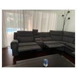 family sofa w/ 3 electric recliners & cup holder section