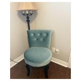 blue cute chair and lamp