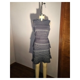 Navy Blue Print Business Skirt Set