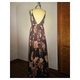 Black Rose Print Windsor Dress - Back